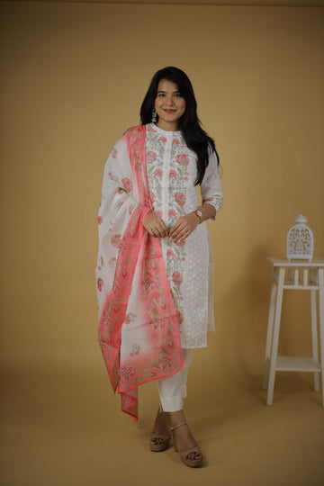 COTTON KURTA SET WITH DUPATTA