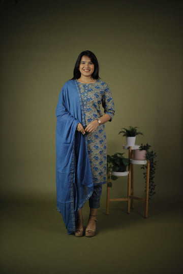 COTTON KURTA SET WITH DUPATTA