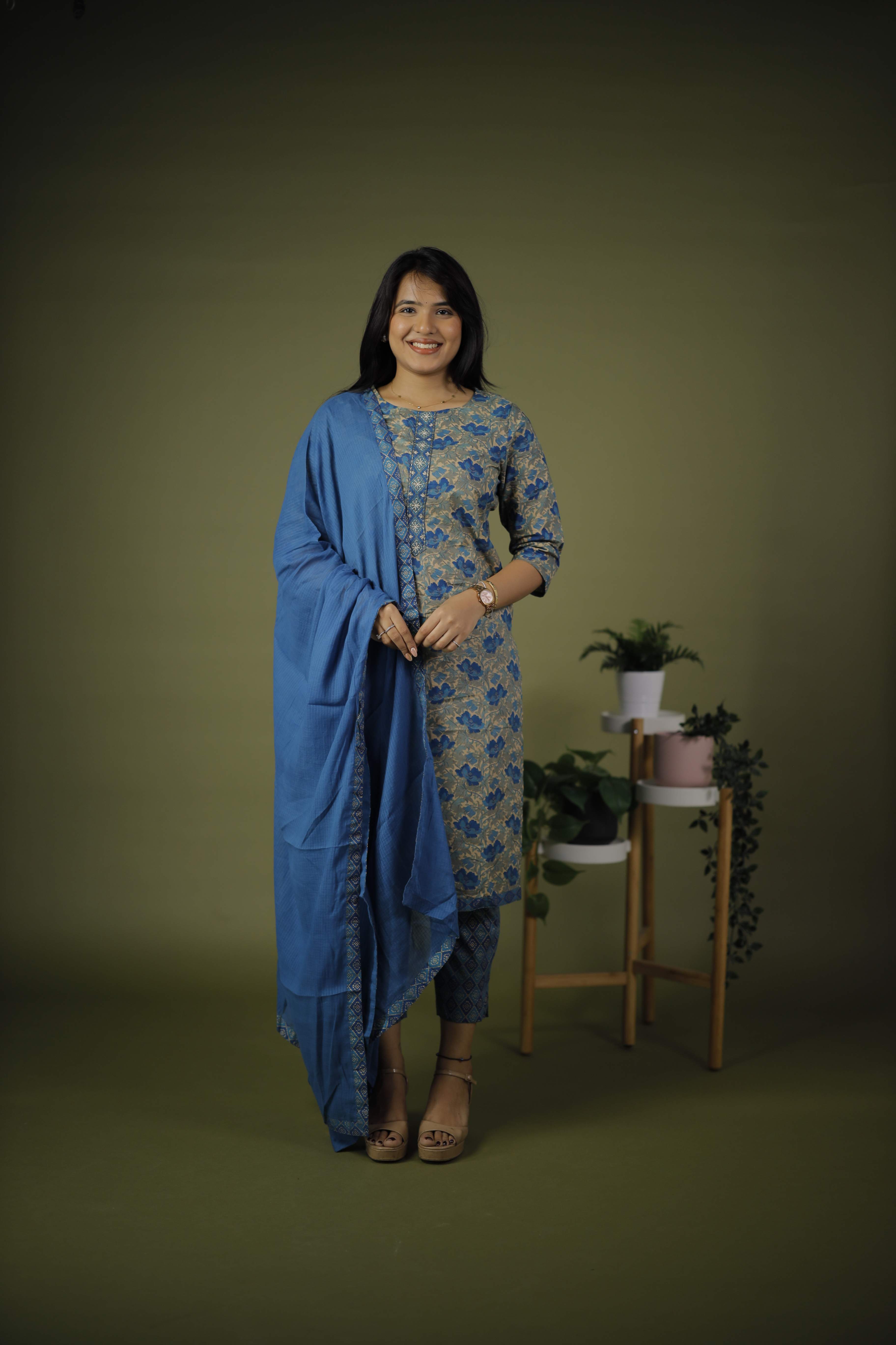 COTTON KURTA SET WITH DUPATTA