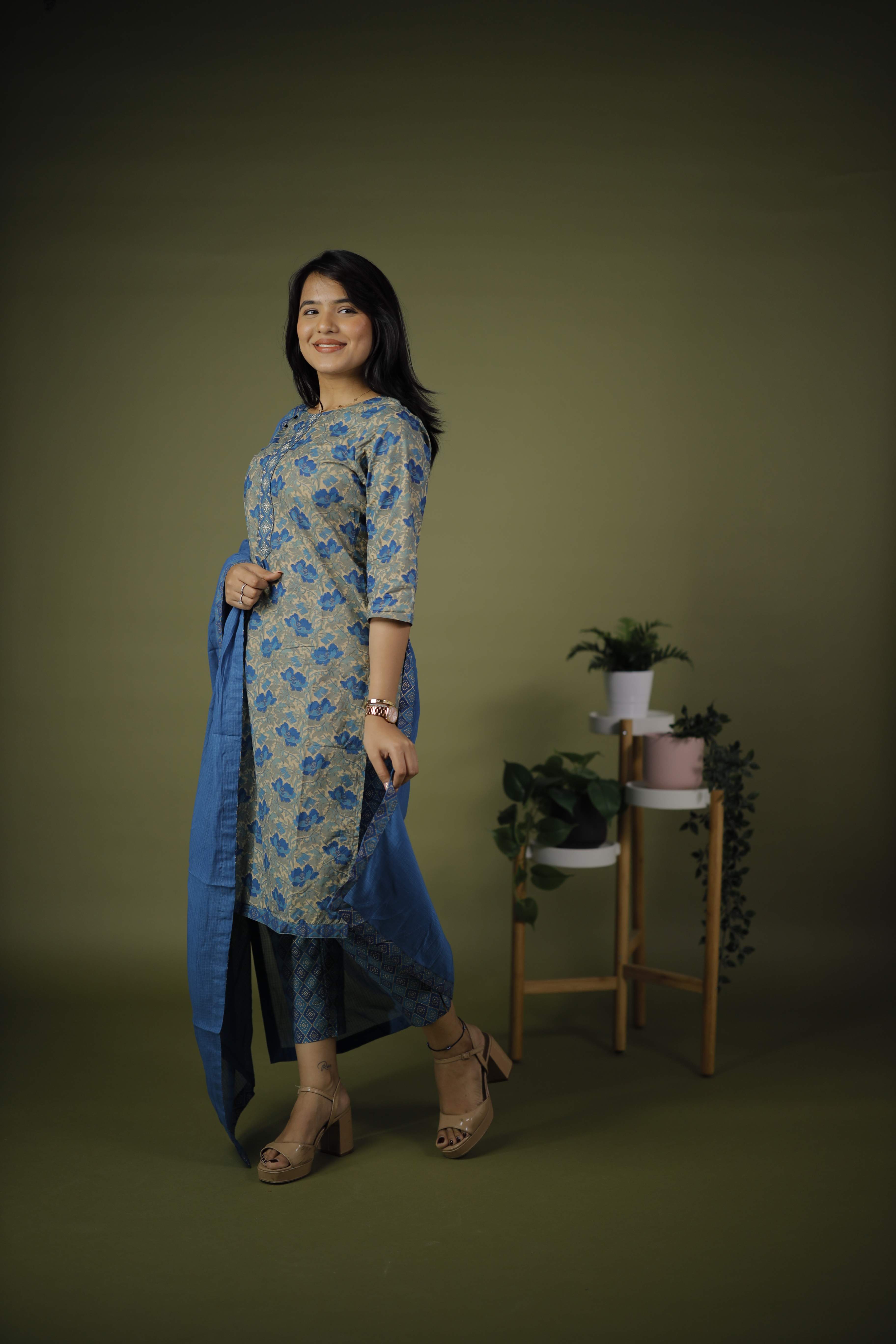 COTTON KURTA SET WITH DUPATTA