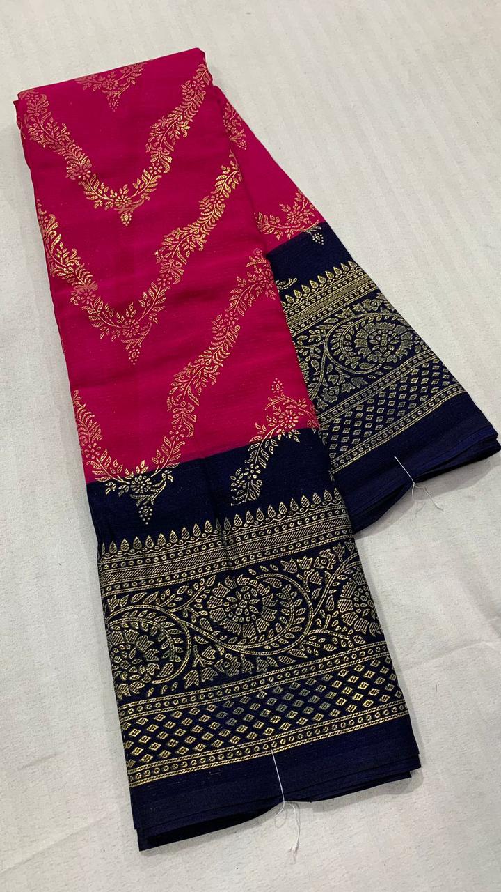 Madhubani Contrast Saree ✨