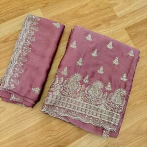 Peach Colour Embroidered Suit Set with Dupatta