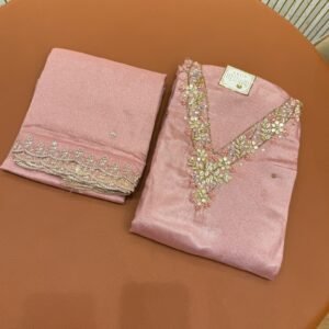 Floral Peach Elegance Embroidered Suit Set