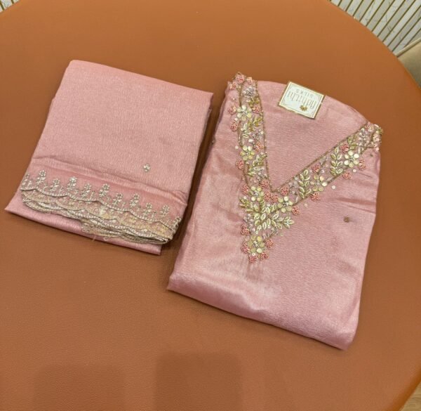 Floral Peach Elegance Embroidered Suit Set