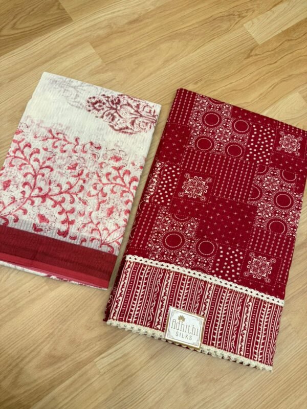 Red Heritage Block Print Cotton Suit Set
