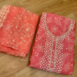 Peach Blossom Charm Embroidered Suit Set