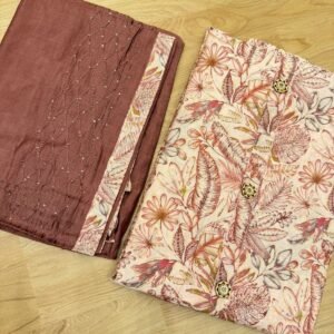 Elegant Brown and Sandel with Cotton pant cambo