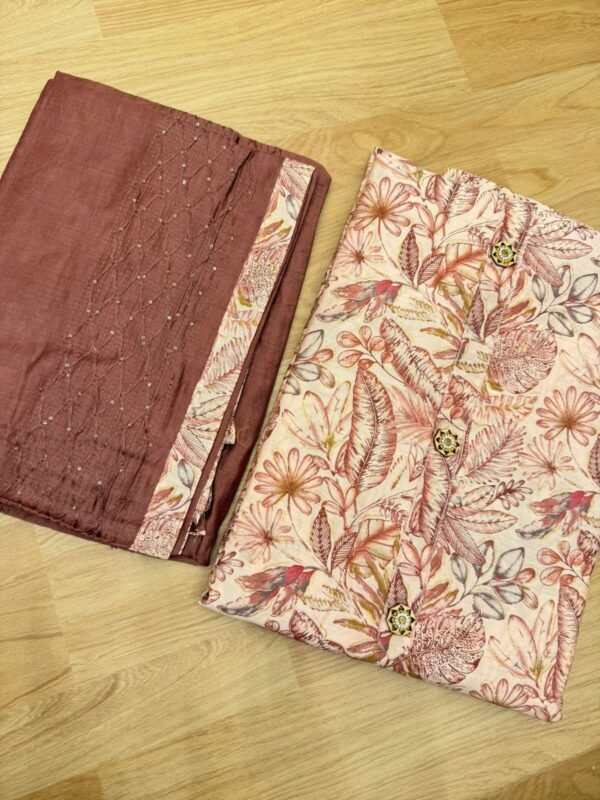 Elegant Brown and Sandel with Cotton pant cambo