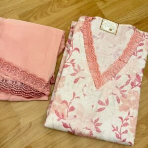 Soft peachy-pink shade Elegance Embroidered Suit Set