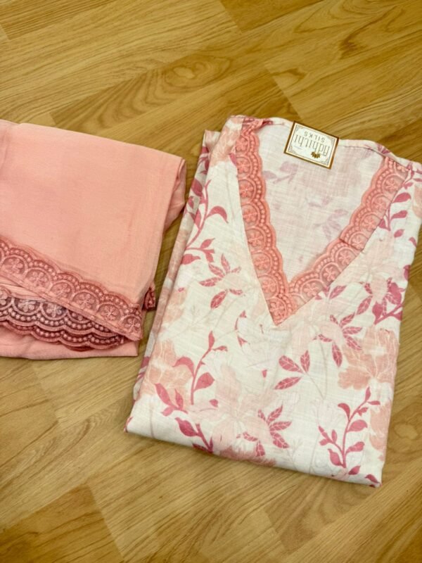 Soft peachy-pink shade Elegance Embroidered Suit Set