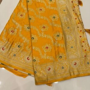 Classic yellow Banarasi Saree with Rich Zari Border