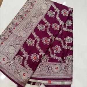 Classic grape Banarasi Saree with Rich Zari Border