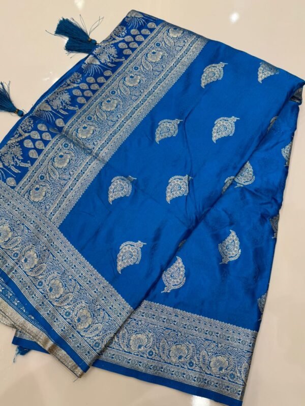 Classic Blue Banarasi Saree with Rich Zari Border