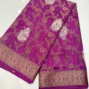 Elegant Printed Purple silk saree