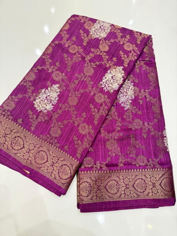 Elegant Printed Purple silk saree