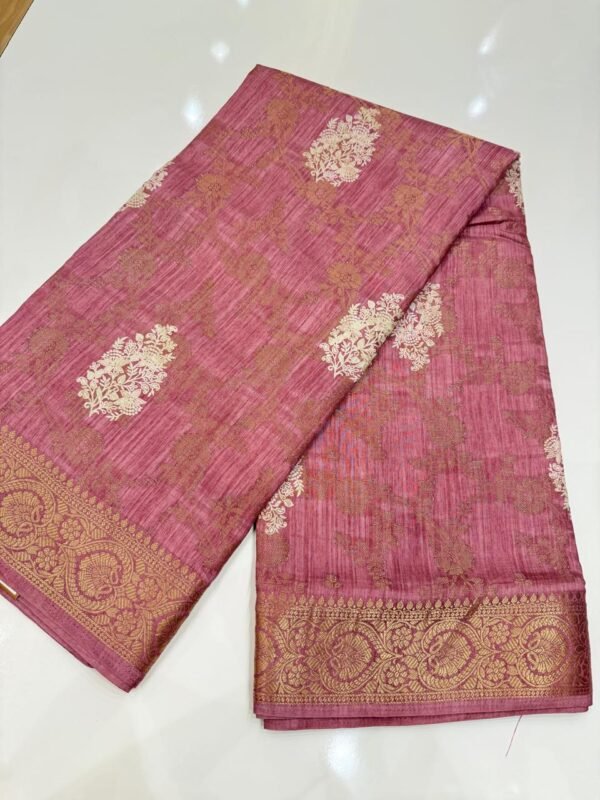 Elegant Printed Sandle With Baby Pink silk saree