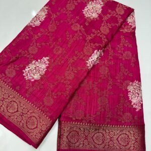 Elegant Printed Dark Pink silk saree