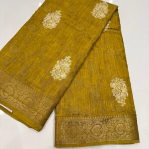 Elegant Printed Leaf Green silk saree