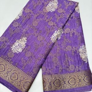 Elegant Printed Violet silk saree