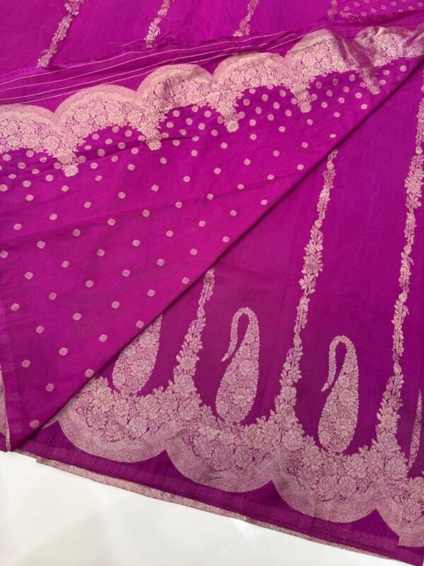 Traditional Khadi Rose Pink Saree with Rich Floral Design - Image 2