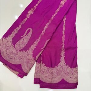 Traditional Khadi Rose Pink Saree with Rich Floral Design