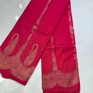 Traditional PInk Khadi Saree with Rich Floral Design