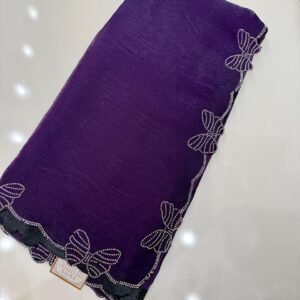 Elegant Purple Butterfly Cut Work Saree for Party & Wedding Wear