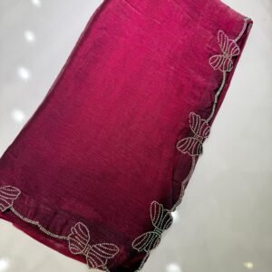 Elegant Pink Butterfly Cut Work Saree for Party & Wedding Wear